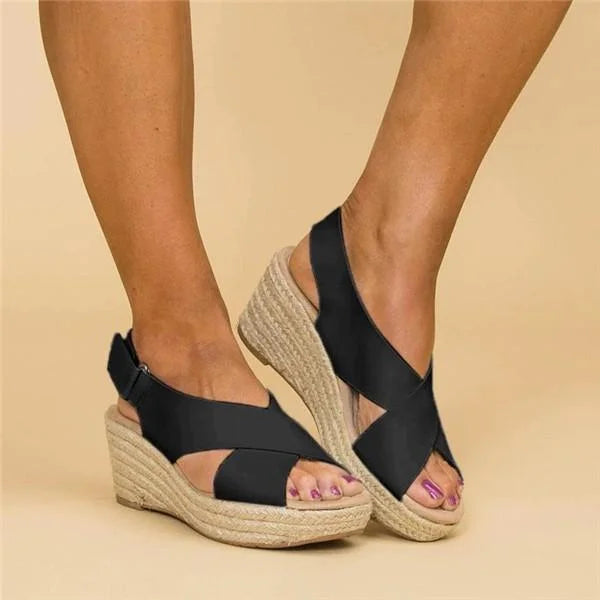 Sandales compensées confortables pour femme, chaussures d'été