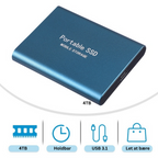 Hordozható külső SSD USB-kábellel, nagy sebességű adattároló eszköz