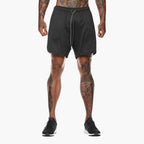 Men's Lightweight 2-in-1 Fitness Shorts with Compression Layer and Inner Pocket