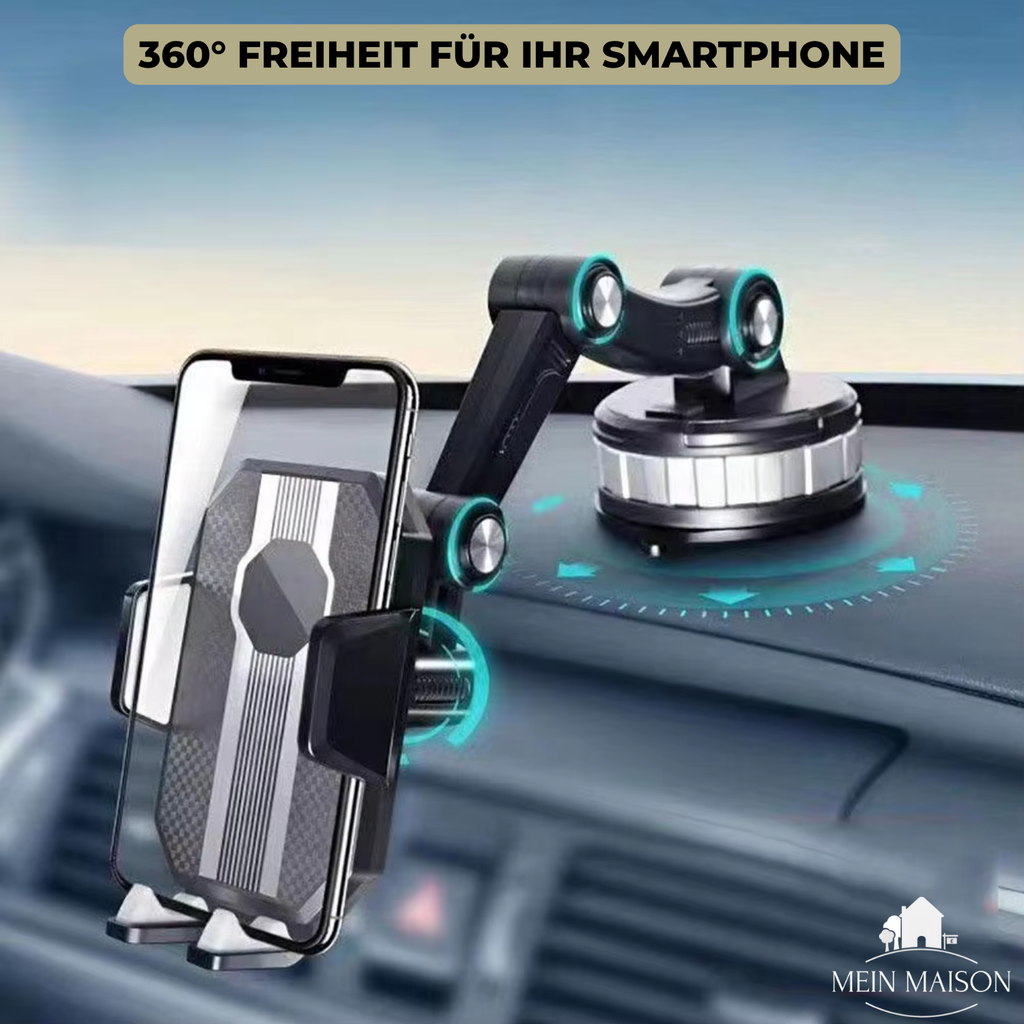 Car Phone Holder with Strong Suction and 360° Rotation for One-Handed Use and Universal Compatibility
