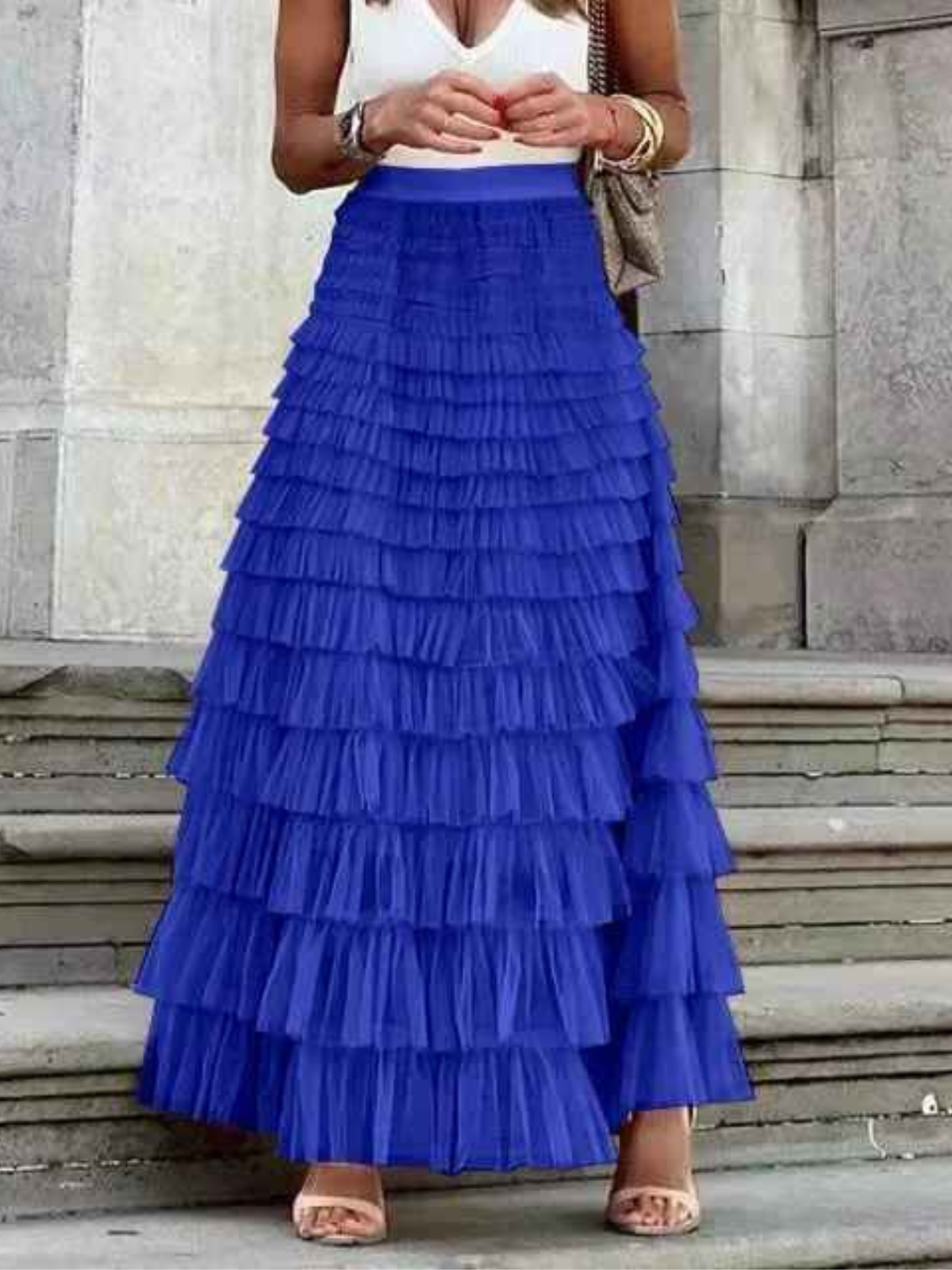 Jupe maxi à volants pour femmes, style bohème élégant