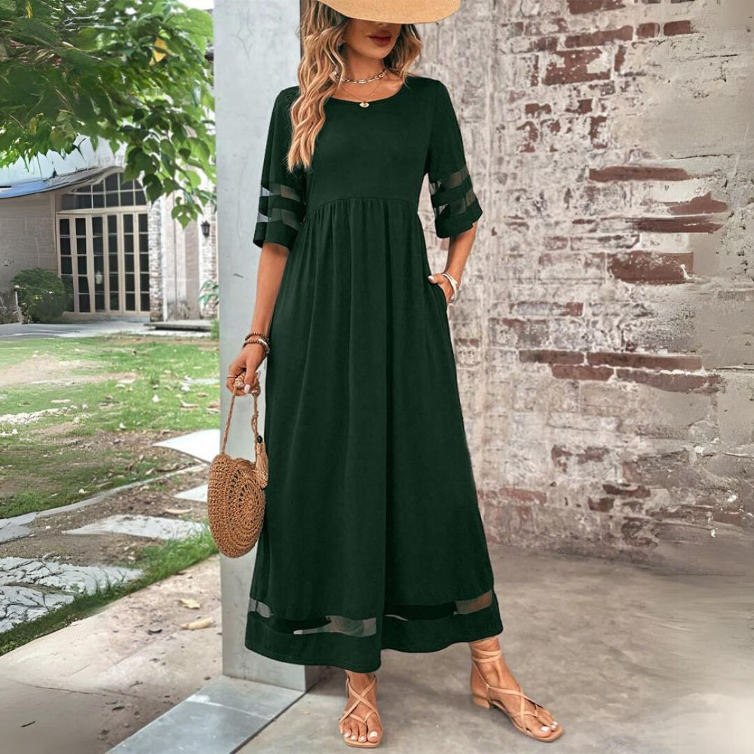 Robe longue pour femme avec couvrance ventre, coupe élégante