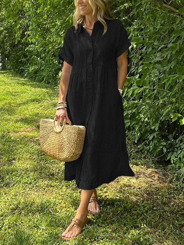 Robe midi longue à rayures verticales pour femme