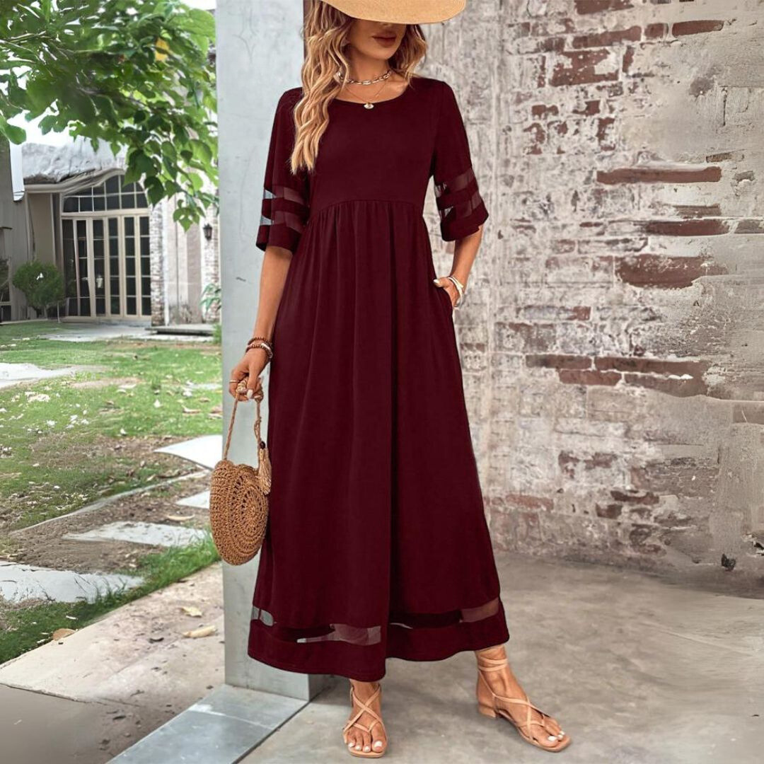 Robe longue pour femme avec couvrance ventre, coupe élégante