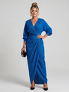 Robe midi cache-cœur superposée à manches longues et encolure en V