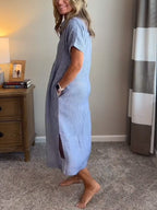 Women's Vertical Stripe Midi Maxi Dress