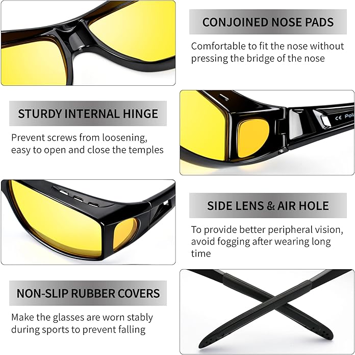 Polarized Night Driving Glasses for Glare Reduction Lightweight and Ideal for Low Light Conditions