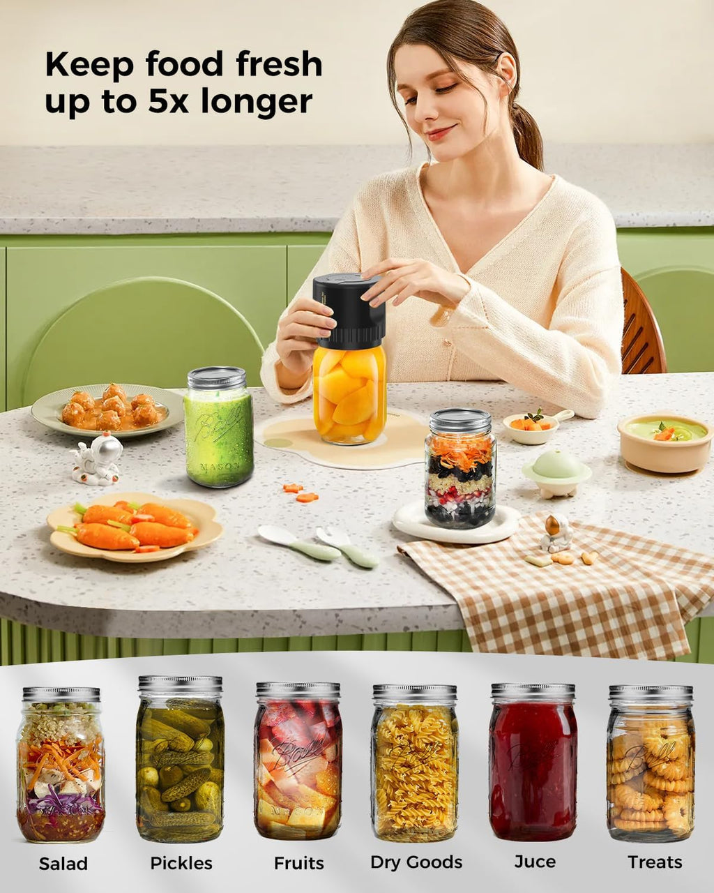 Scelleuse sous vide électrique pour bocaux Mason avec couvercles, kit portable de conservation des aliments