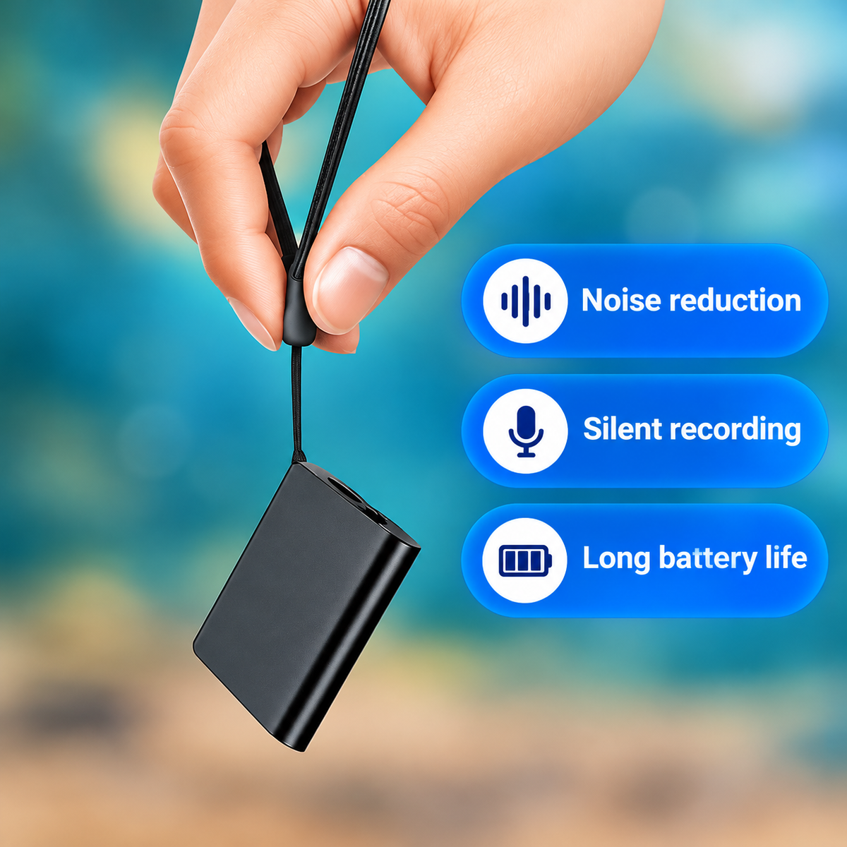 Mini-enregistreur vocal numérique – enregistrement audio HD de 50 h, design portable ultra-fin