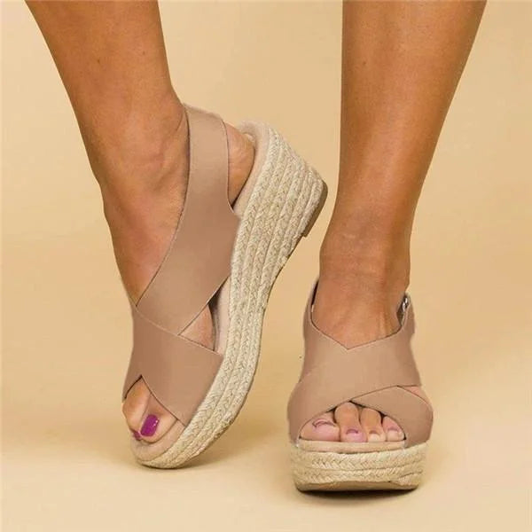 Sandales compensées confortables pour femme, chaussures d'été
