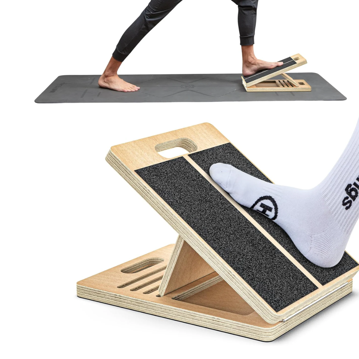 B&B Adjustable Calf Stretch Board – Non-Slip Slant Board for Home Rehab