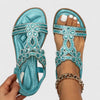 Women's Flat Sandals with Floral Rhinestone and Gem Detail