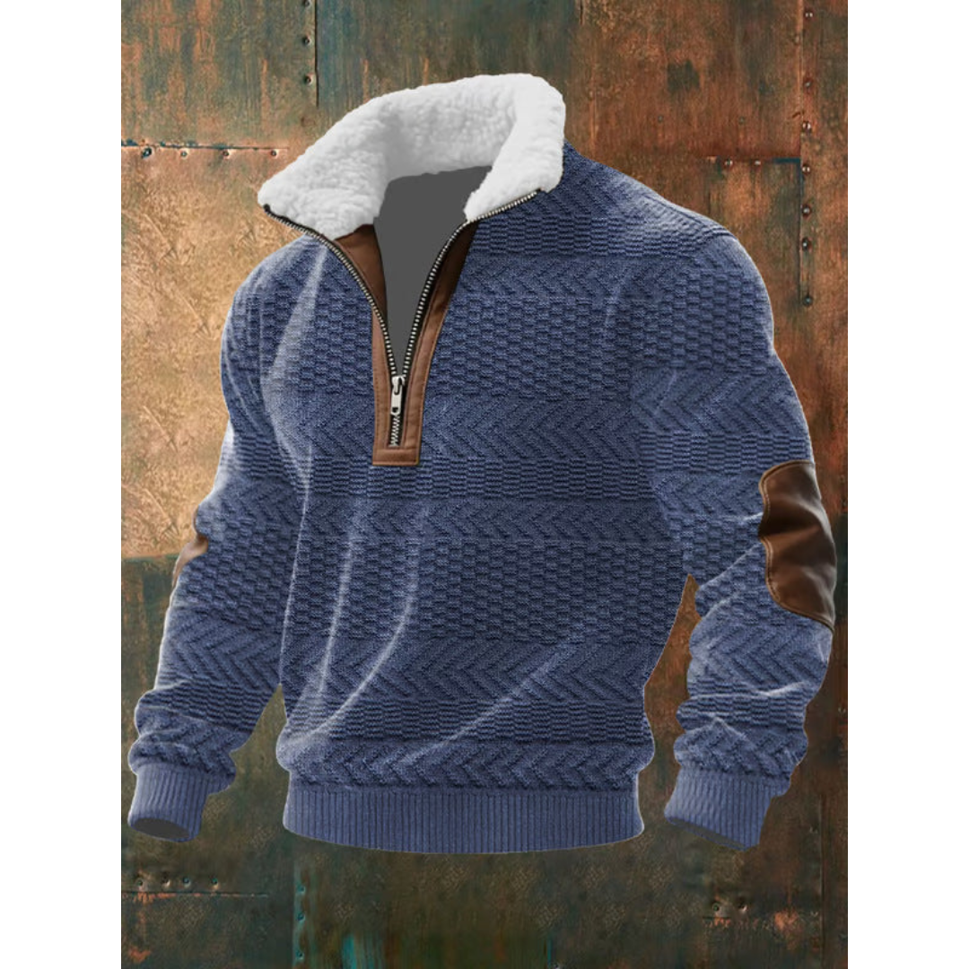 Pull-over pour homme à col montant zippé et motif losanges