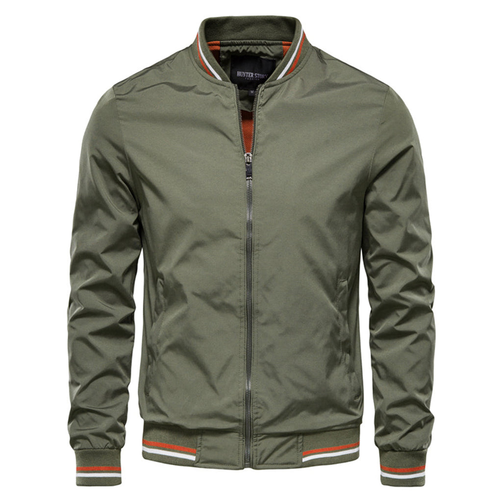 Blouson bomber homme entièrement zippé, à col montant et finitions côtelées
