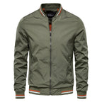 Blouson bomber homme entièrement zippé, à col montant et finitions côtelées