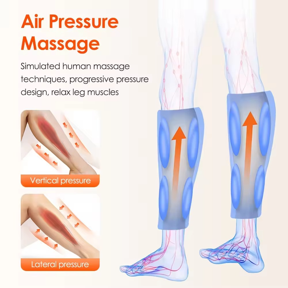 B&B Air Compression Electric Leg Massager Wraps for Thighs and Calves (2-Pack)