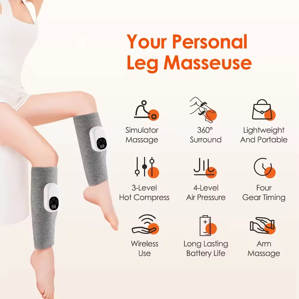 B&B Air Compression Electric Leg Massager Wraps for Thighs and Calves (2-Pack)