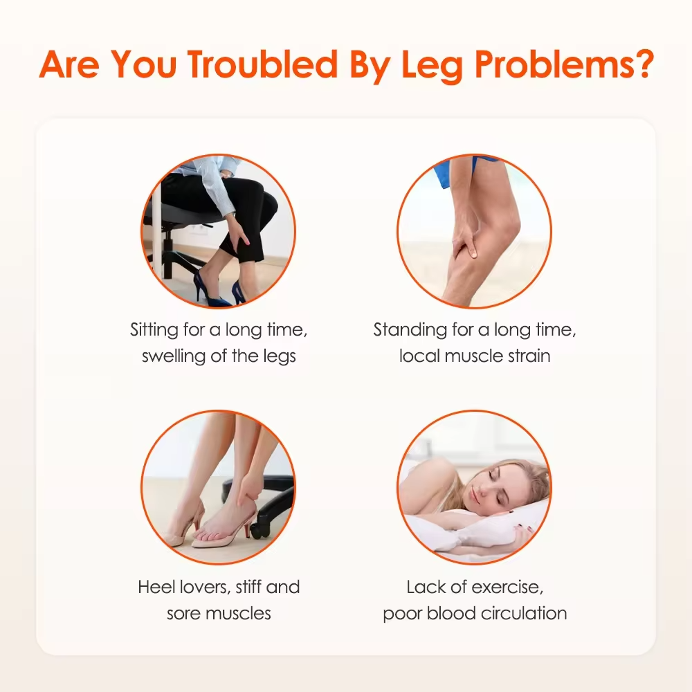 B&B Air Compression Electric Leg Massager Wraps for Thighs and Calves (2-Pack)