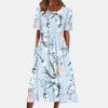 Women's Floral Midi Dress with Short Sleeves