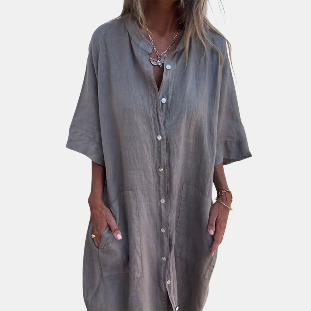 Women's Boho Shirt Dress Button Up Relaxed Fit Dress