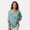 Women's Floral V Neck Blouse Casual Elegant Style