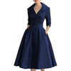 Women's Elegant Midi Dress Pleated Waist A Line Formal Dress