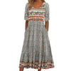 Women's Floral Midi Dress with Round Neck