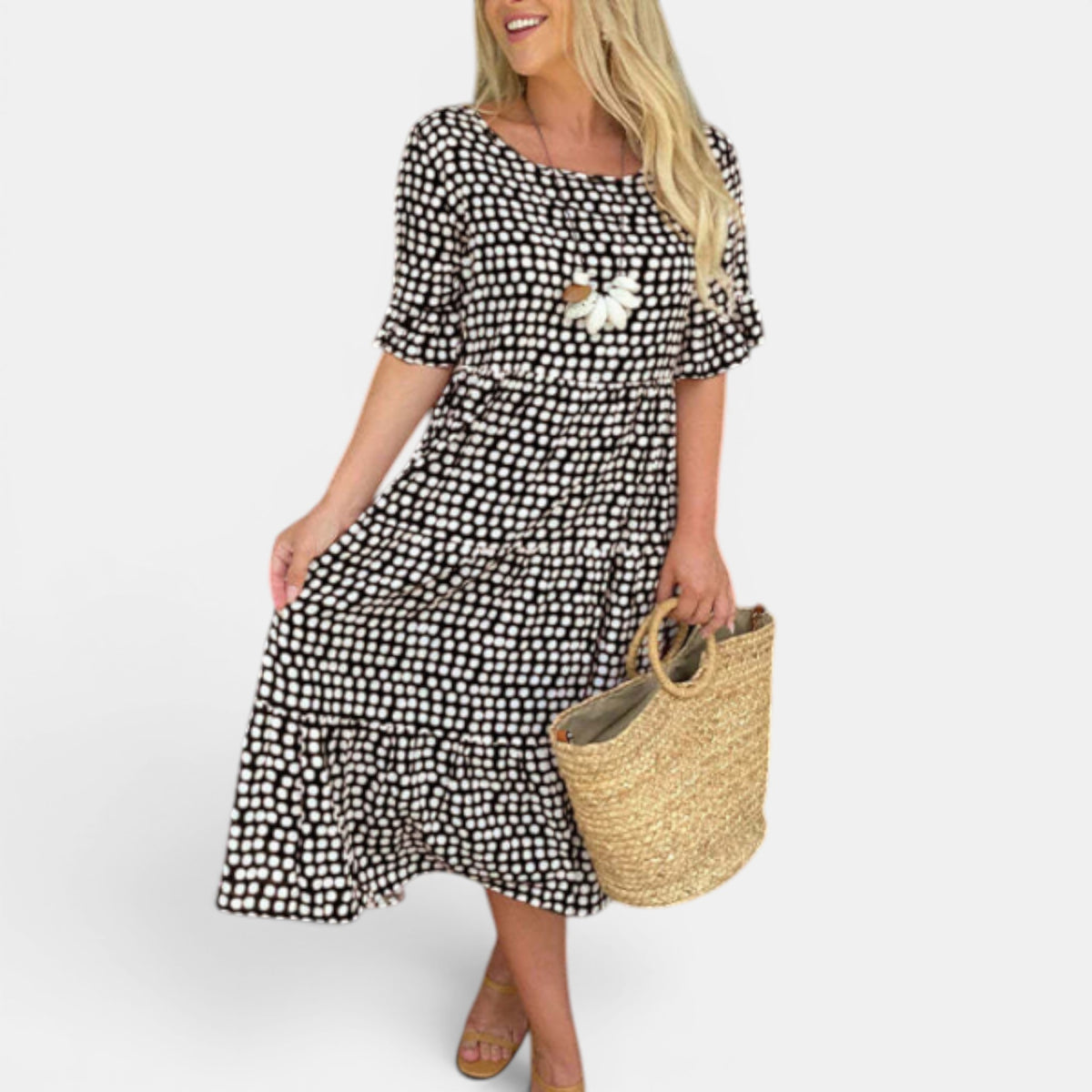 Robe midi à volants pour femmes, coupe décontractée au quotidien