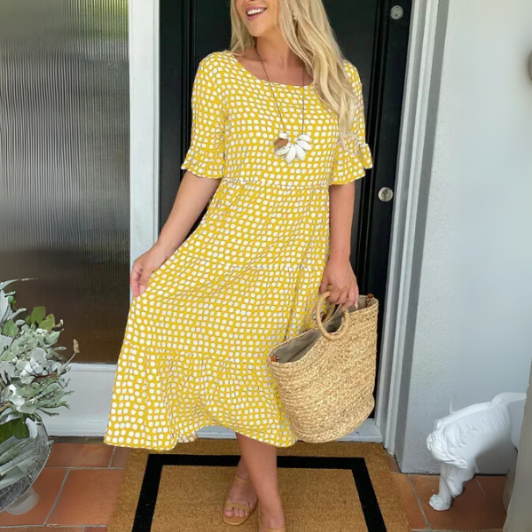 Robe midi à volants pour femmes, coupe décontractée au quotidien