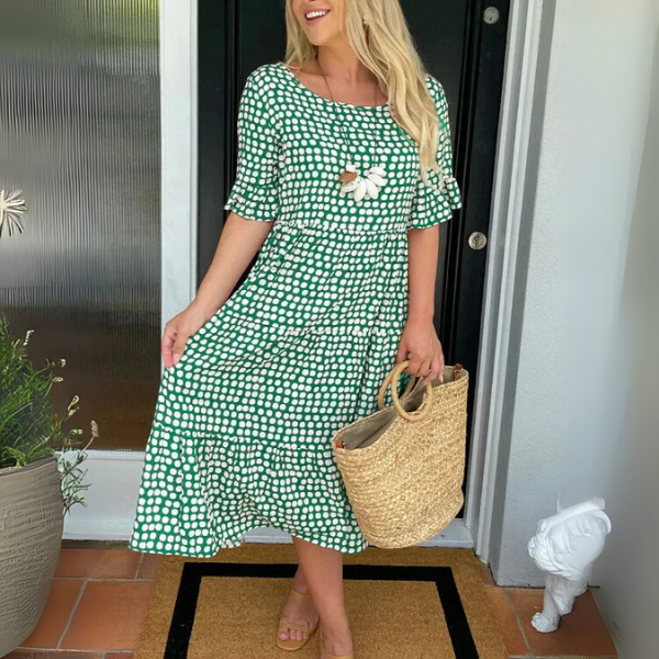 Robe midi à volants pour femmes, coupe décontractée au quotidien