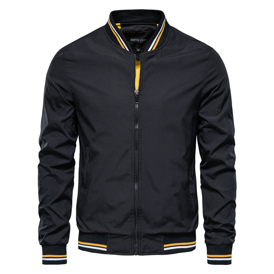 Blouson bomber homme entièrement zippé, à col montant et finitions côtelées