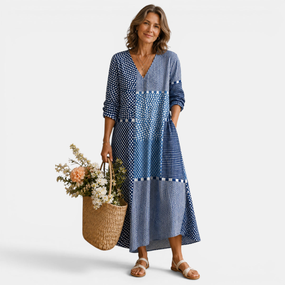 Women's Retro Midi Dress Abstract Print Casual Dress