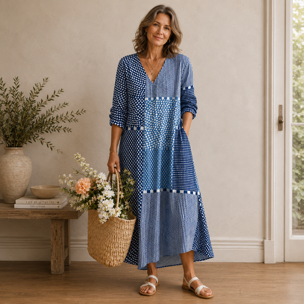 Women's Retro Midi Dress Abstract Print Casual Dress