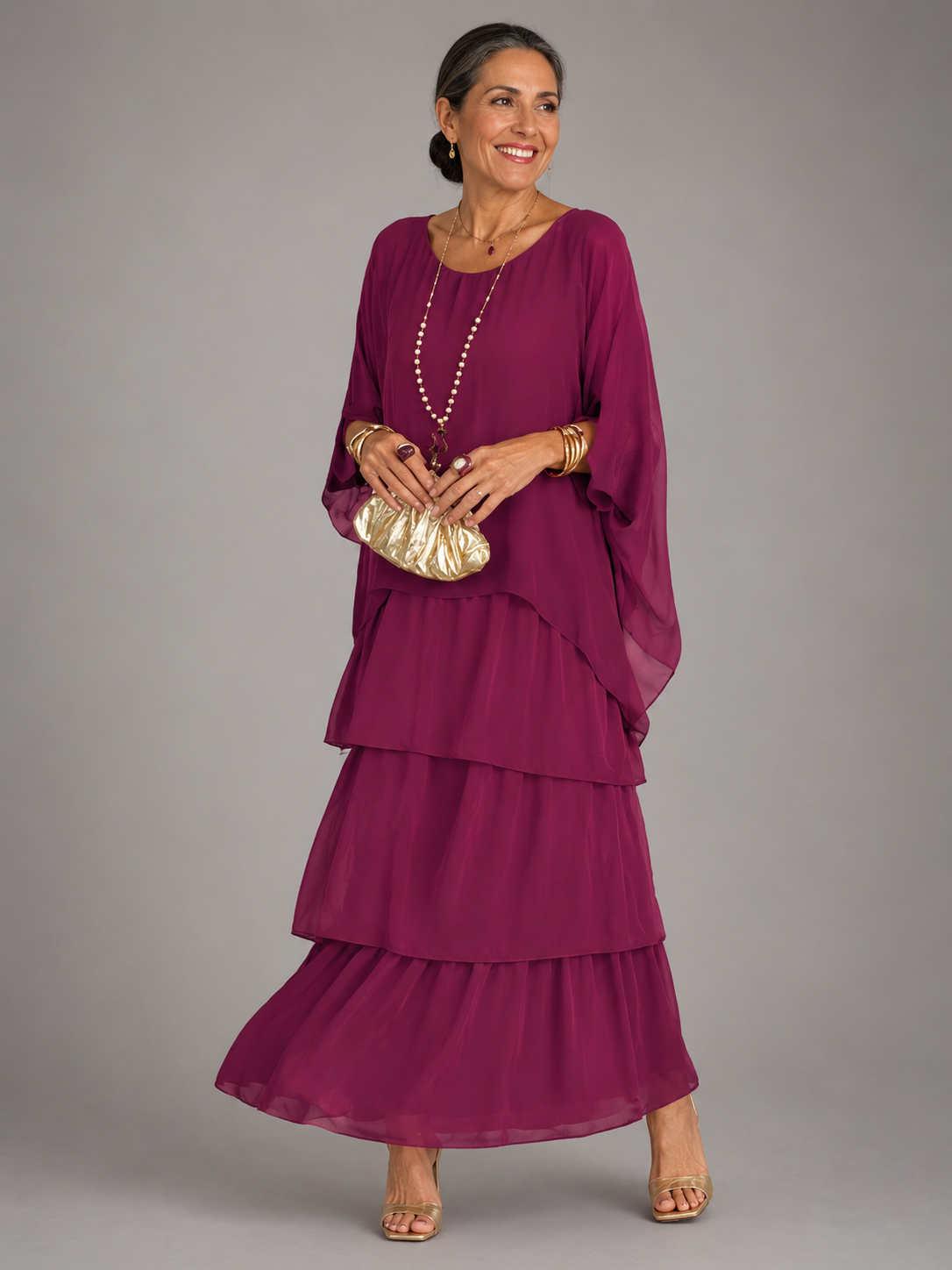 Robe maxi pour femme à col rond et poches, pour un style sans effort