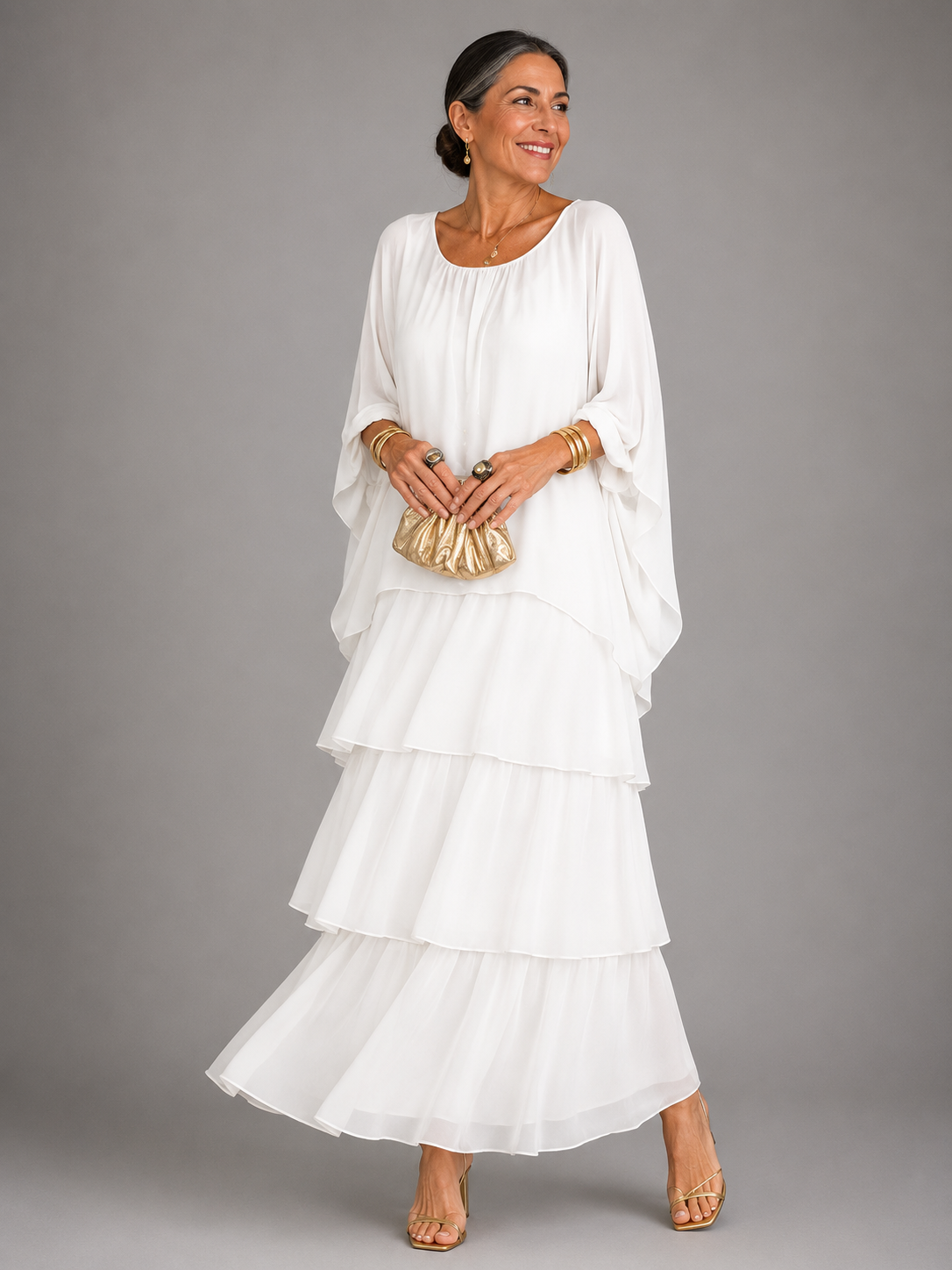Robe maxi pour femme à col rond et poches, pour un style sans effort