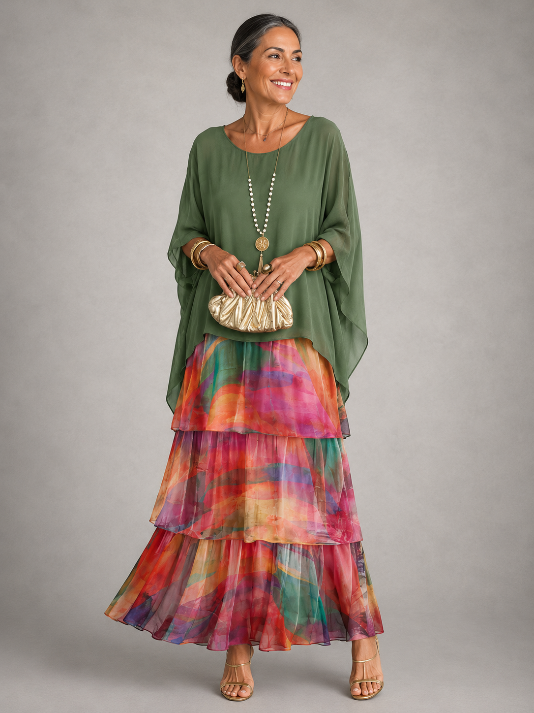 Robe maxi pour femme à col rond et poches, pour un style sans effort