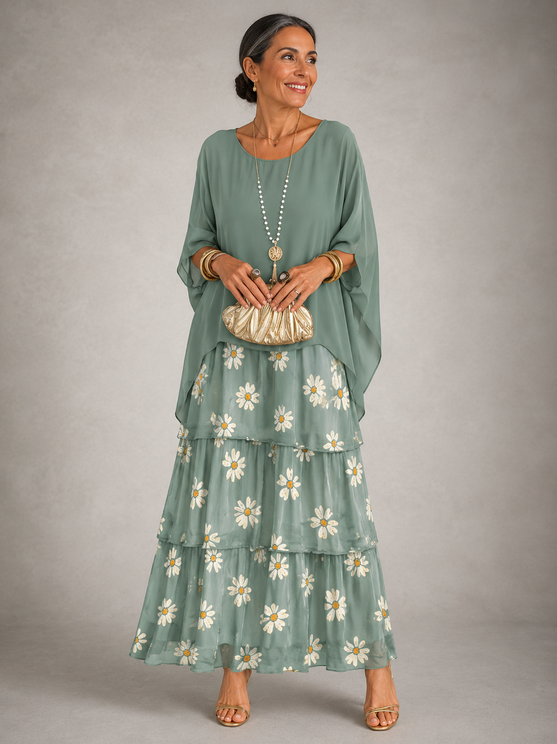 Robe maxi pour femme à col rond et poches, pour un style sans effort