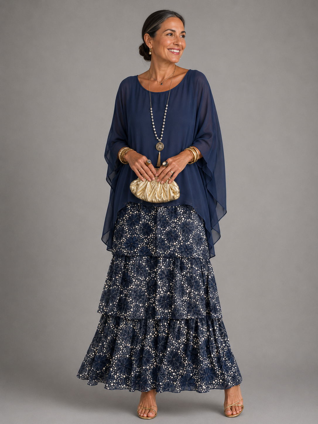 Robe maxi pour femme à col rond et poches, pour un style sans effort
