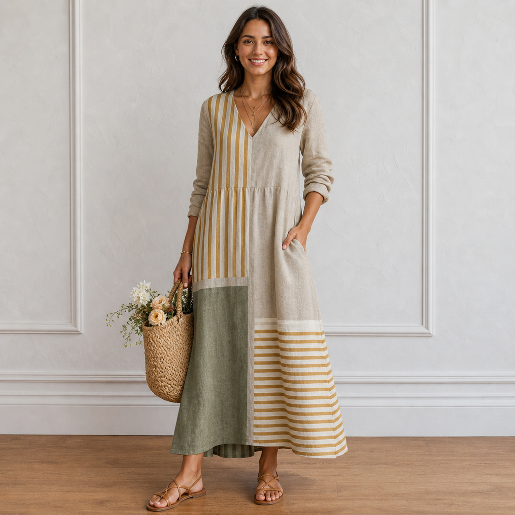 Women's Printed Midi Dress Relaxed Elegant Fit