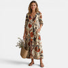 Women's Bohemian Floral Maxi Dress Linen Style