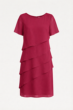 Élégante robe pour femme en mousseline avec détails superposés et manches courtes