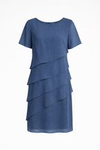 Élégante robe pour femme en mousseline avec détails superposés et manches courtes