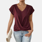 Women's V Neck Twist Front Blouse Casual Elegance