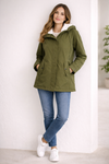 Veste d'hiver mi-longue pour femme avec capuche et doublure isolante