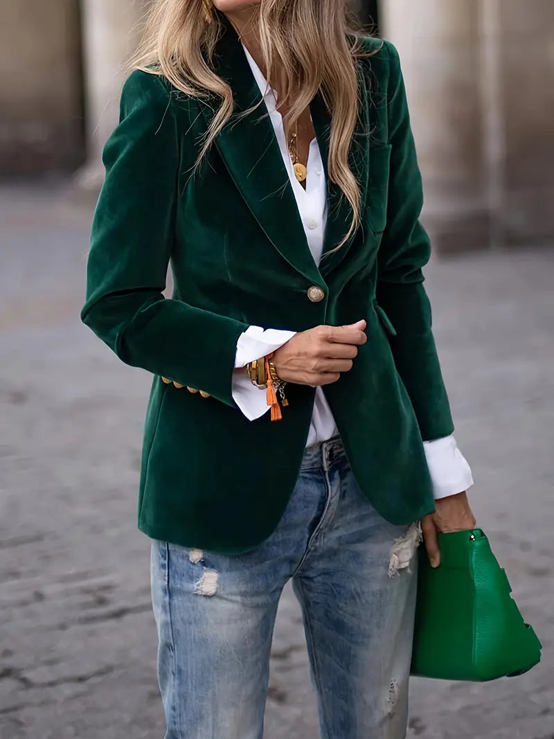 Blazer en velours pour femme avec épaules structurées | Élégance et polyvalence intemporelles