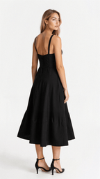 Robe midi pour femme avec décolleté en cœur et bretelles aux épaules