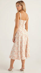 Robe midi pour femme avec décolleté en cœur et bretelles aux épaules