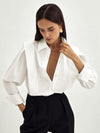 Chemise pour femme à col classique et coupe structurée | Chemisier blanc d’une polyvalence intemporelle