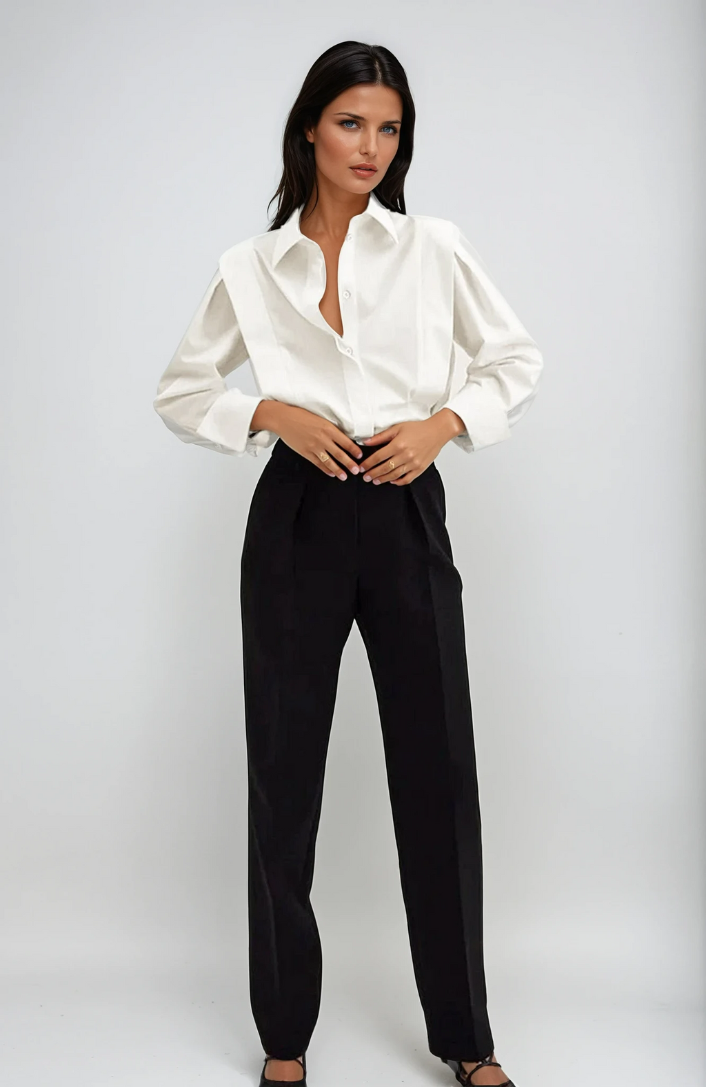 Women's Shirt with Classic Collar & Structured Fit | White Blouse for Timeless Versatility