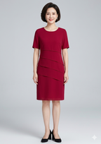 Élégante robe pour femme en mousseline avec détails superposés et manches courtes